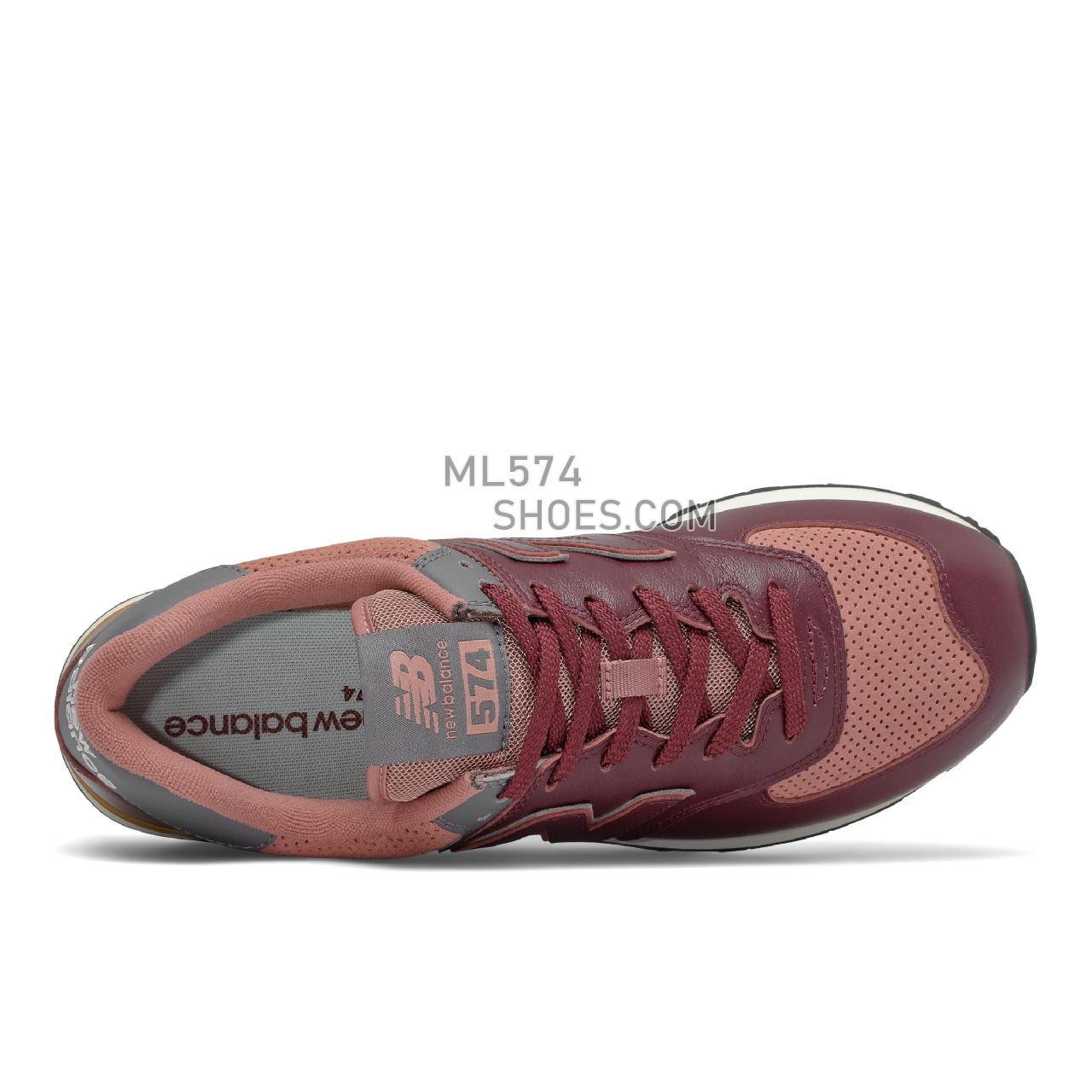 New Balance 574v2 - Men's Classic Sneakers - Burgundy with Castlerock - ML574PX2
