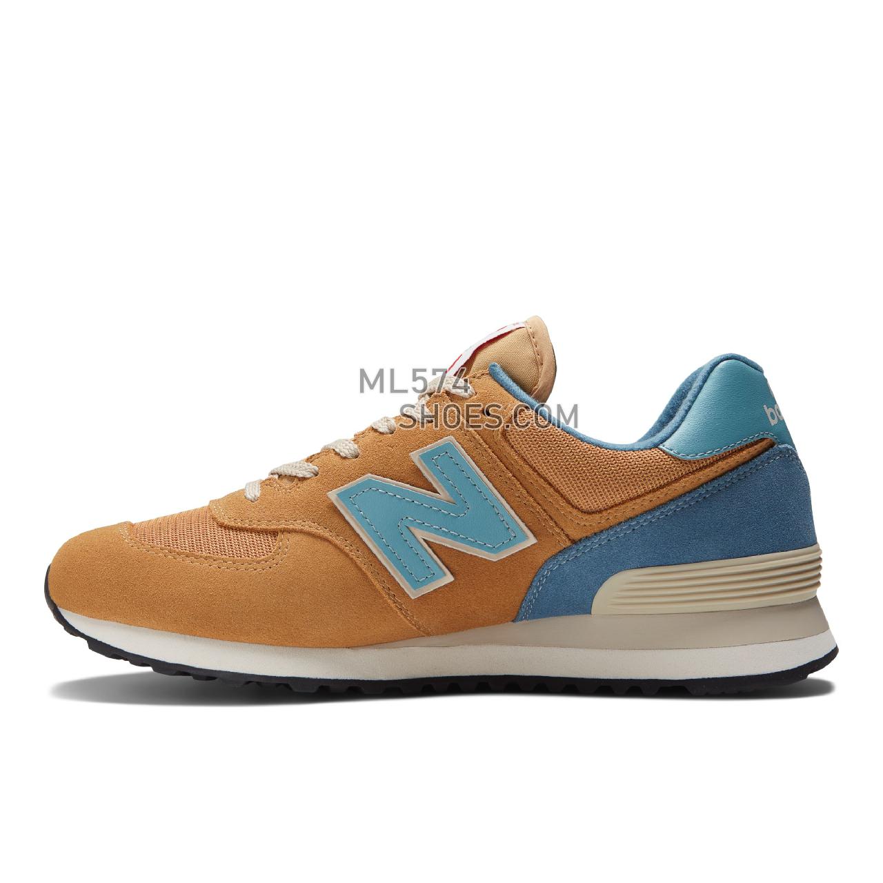 New Balance 574v2 - Unisex Men's Women's Classic Sneakers - Tan with Blue - ML574OV2