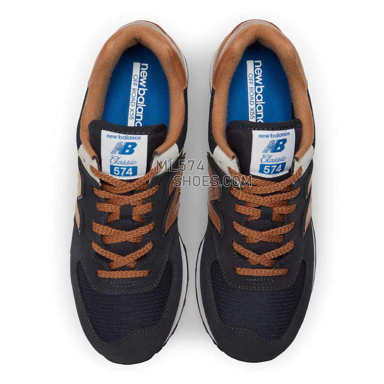 New Balance 574v2 - Unisex Men's Women's Classic Sneakers - Navy with Brown - ML574OT2