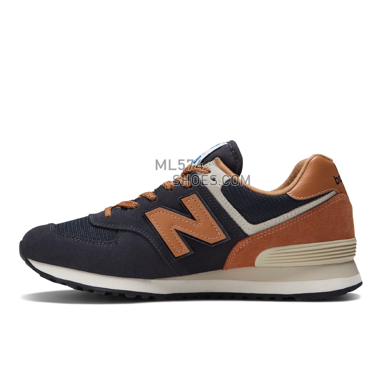 New Balance 574v2 - Unisex Men's Women's Classic Sneakers - Navy with Brown - ML574OT2