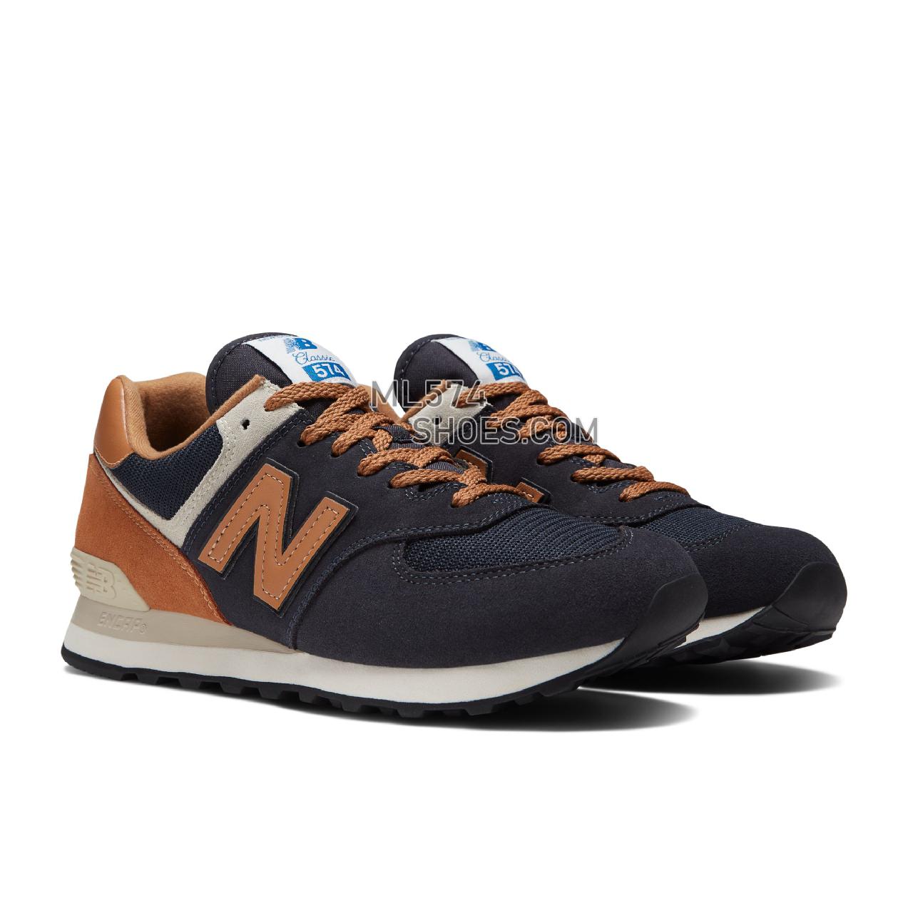 New Balance 574v2 - Unisex Men's Women's Classic Sneakers - Navy with Brown - ML574OT2