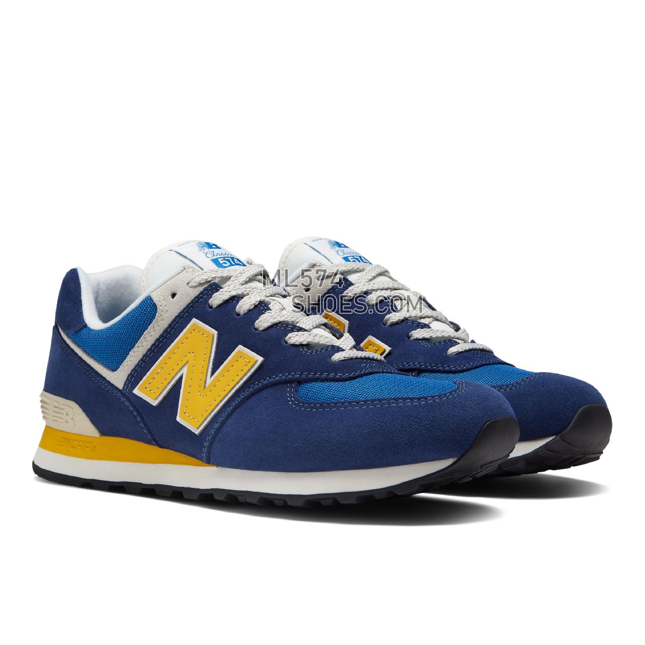 New Balance 574v2 - Unisex Men's Women's Classic Sneakers - Navy with Yellow - ML574OR2