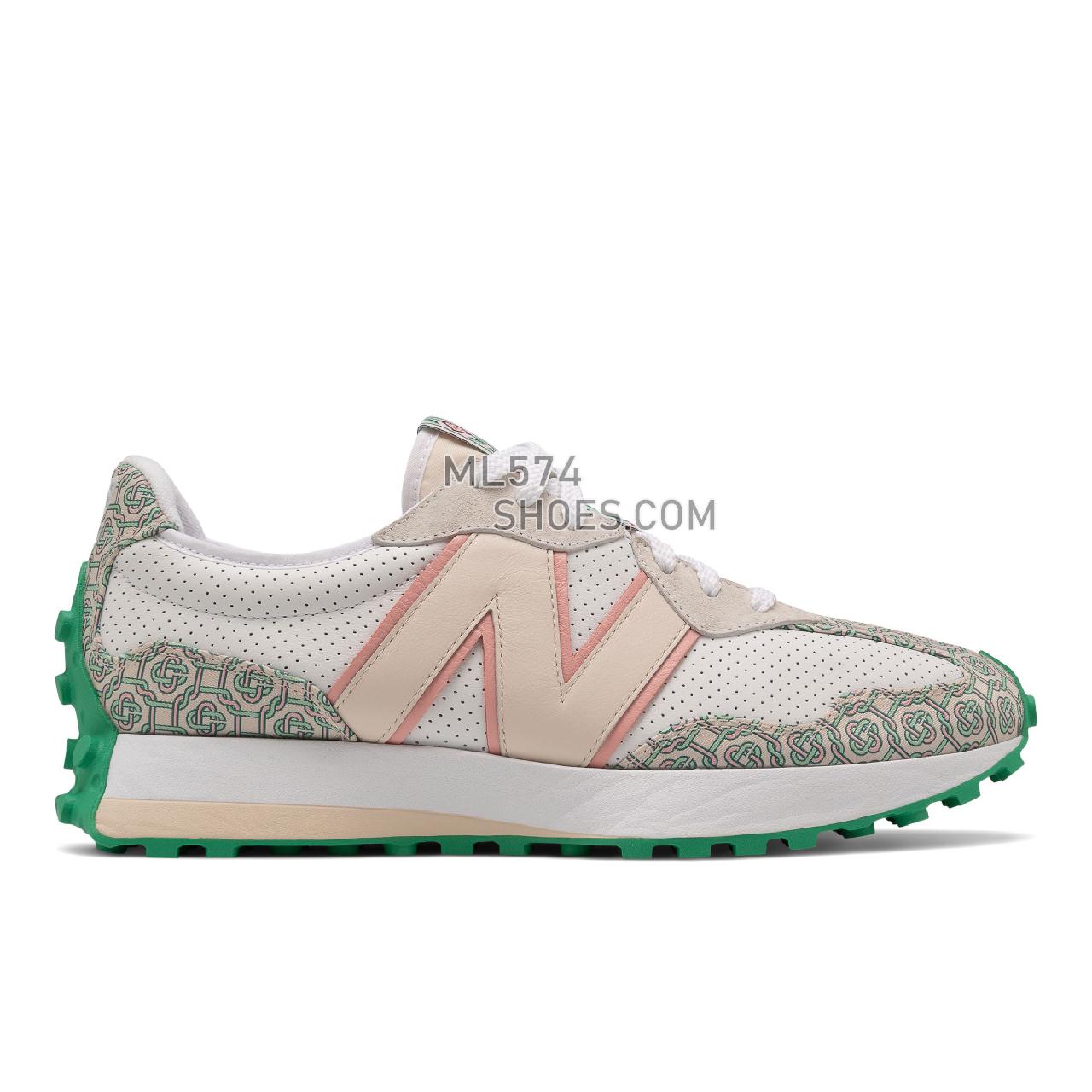 New Balance 327 - Unisex Men's Women's Sport Style Sneakers - Nb White with Holly Green - MS327CAB