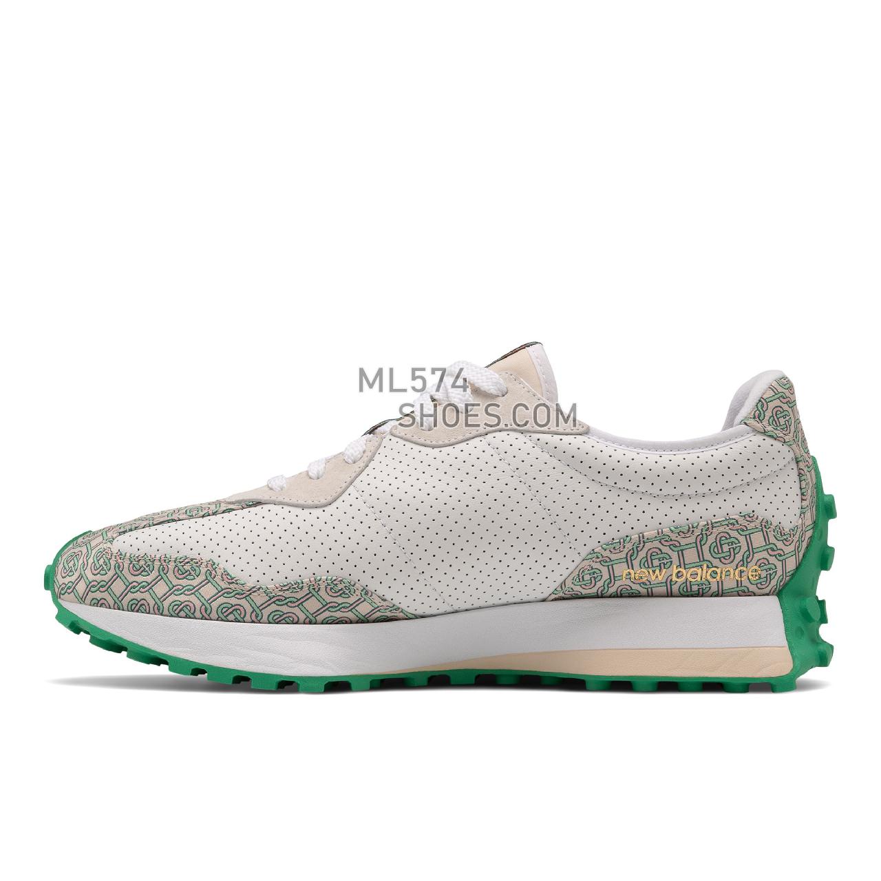 New Balance 327 - Unisex Men's Women's Sport Style Sneakers - Nb White with Holly Green - MS327CAB