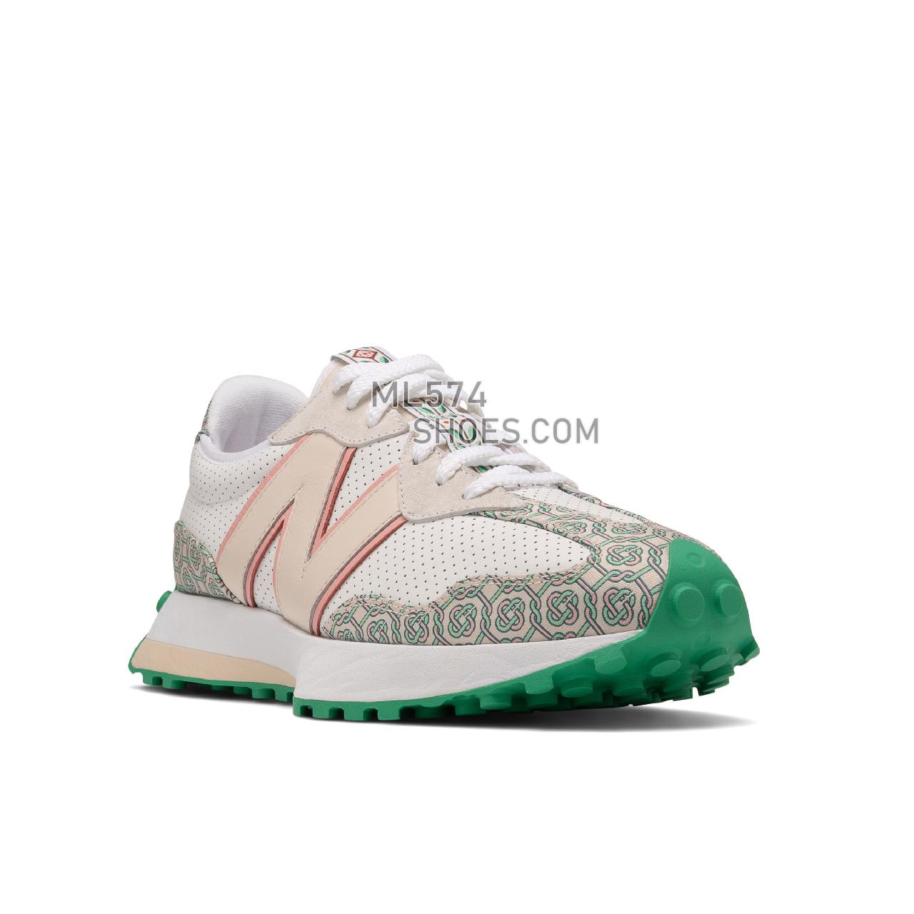 New Balance 327 - Unisex Men's Women's Sport Style Sneakers - Nb White with Holly Green - MS327CAB