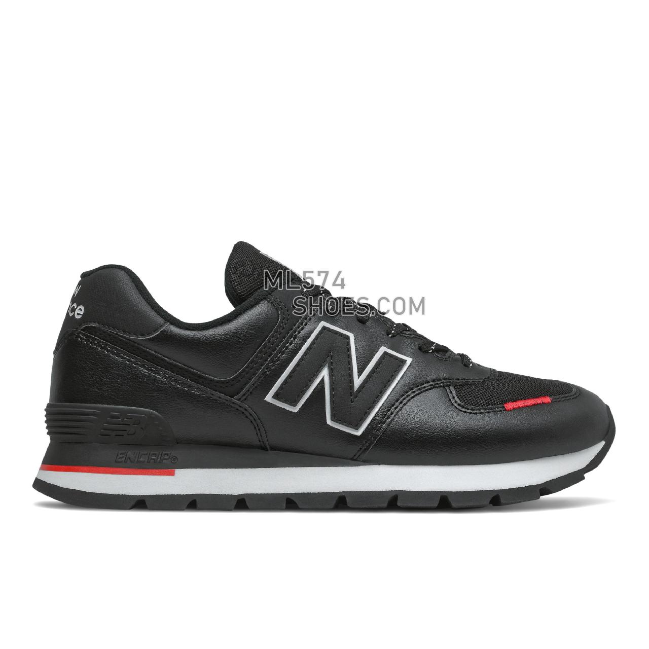 New Balance 574 Rugged - Men's Classic Sneakers - Black with Velocity Red - ML574DTD