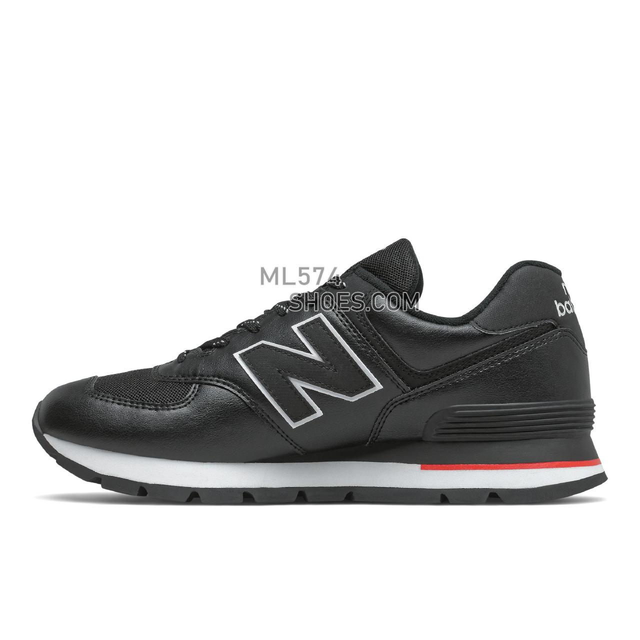 New Balance 574 Rugged - Men's Classic Sneakers - Black with Velocity Red - ML574DTD