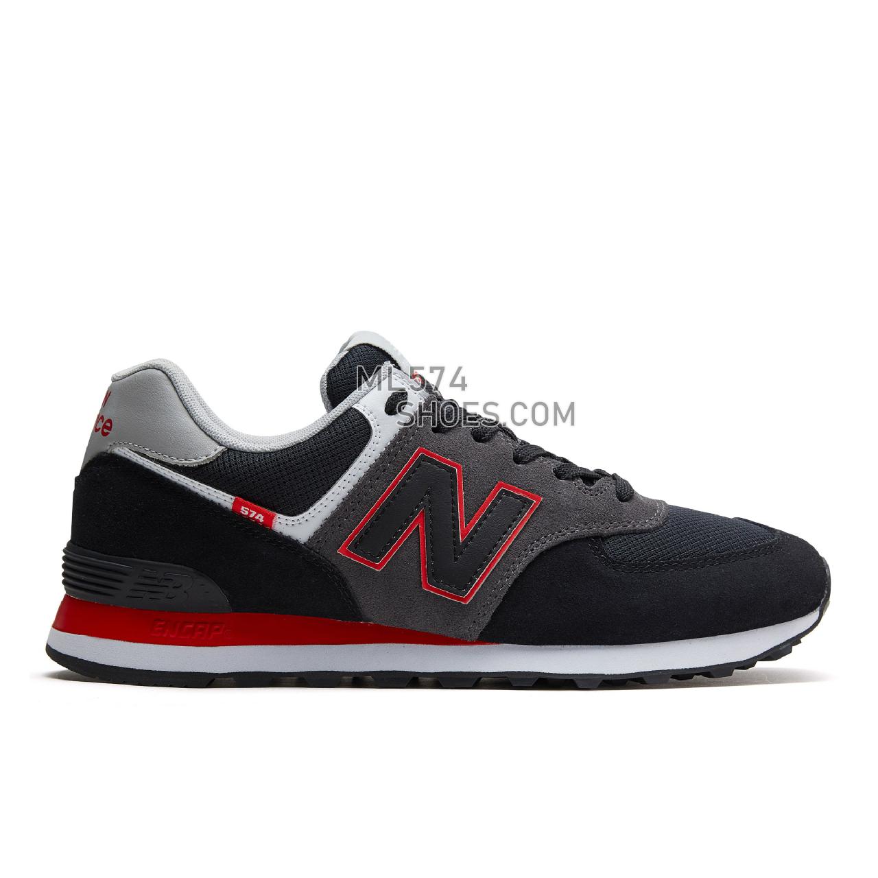 New Balance 574v2 - Men's Classic Sneakers - Black with Velocity Red - ML574SM2