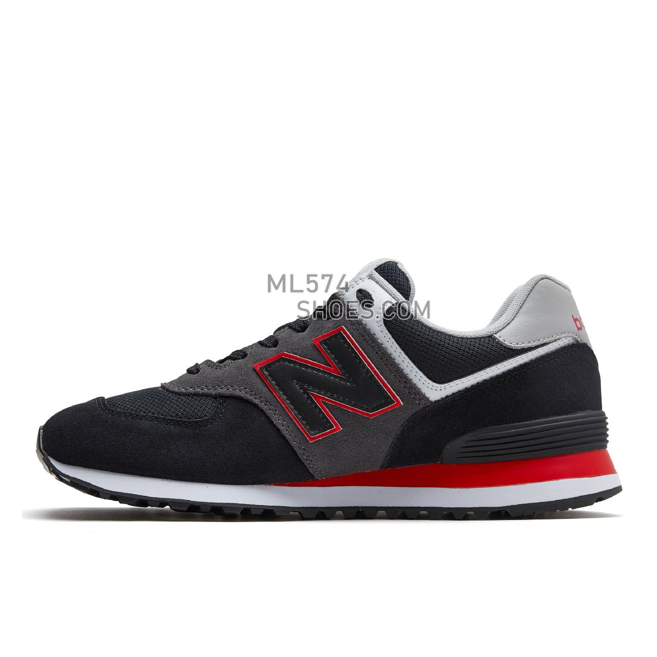 New Balance 574v2 - Men's Classic Sneakers - Black with Velocity Red - ML574SM2