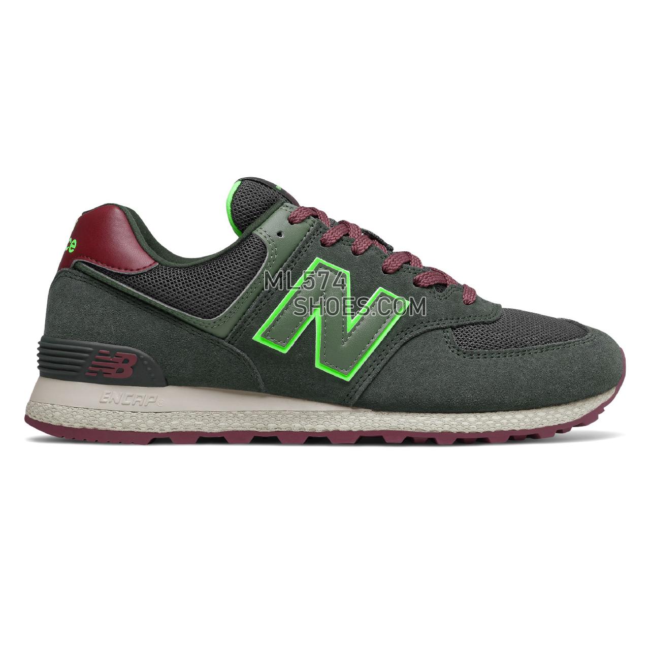 New Balance MT574V2 - Men's Classic Sneakers - Dark Olive with Energy Lime - MT574ATC