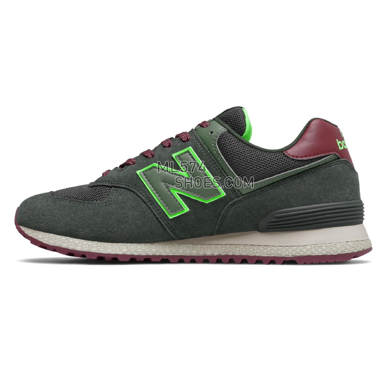 New Balance MT574V2 - Men's Classic Sneakers - Dark Olive with Energy Lime - MT574ATC