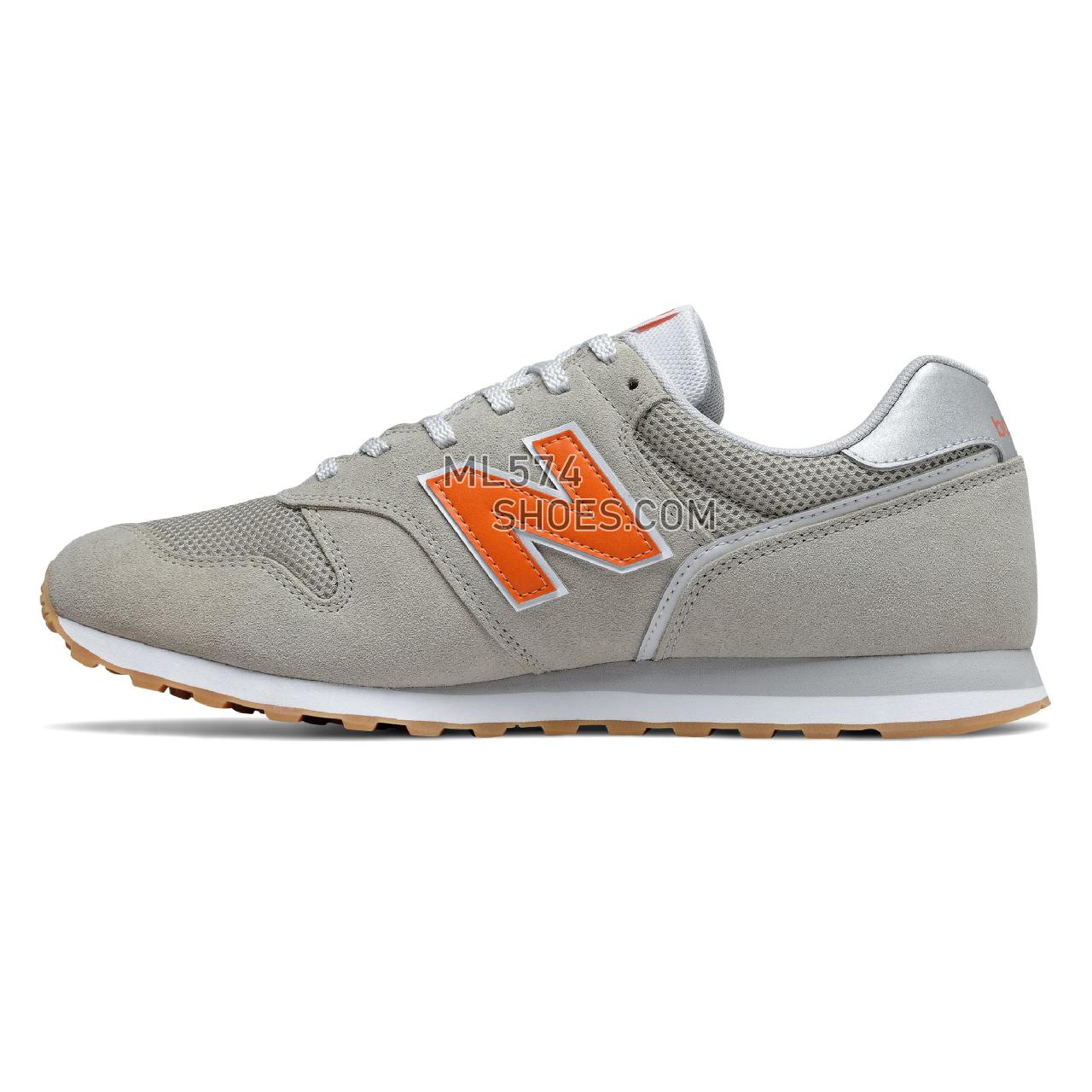 New Balance 373v2 - Men's Classic Sneakers - Grey Oak with Varsity Orange - ML373ED2