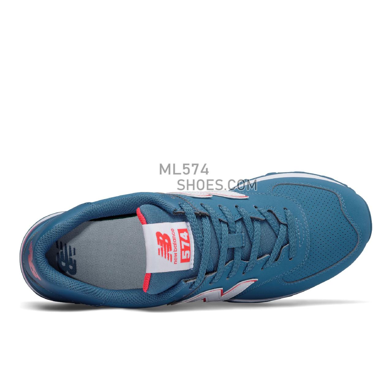 New Balance ML574 - Men's Classic Sneakers - Nb Light Blue with Blaze - ML574EWW