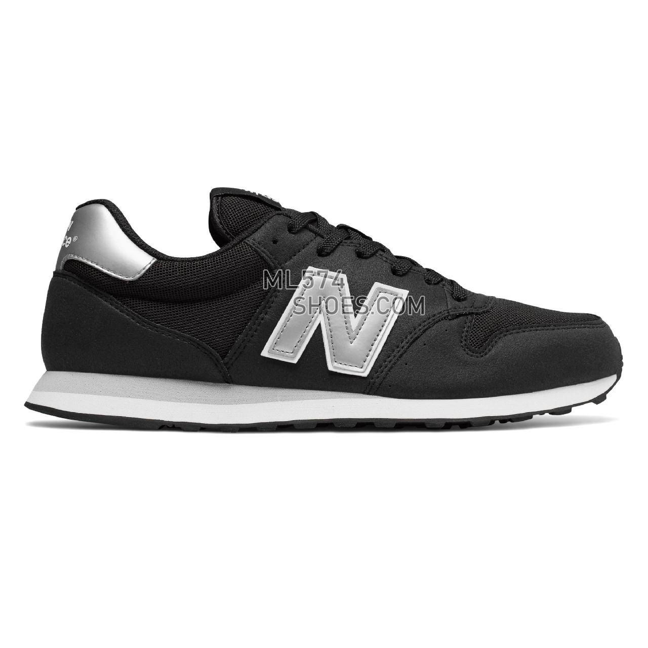 New Balance 500 Classic - Men's Classic Sneakers - Black with Silver and White - GM500KSW