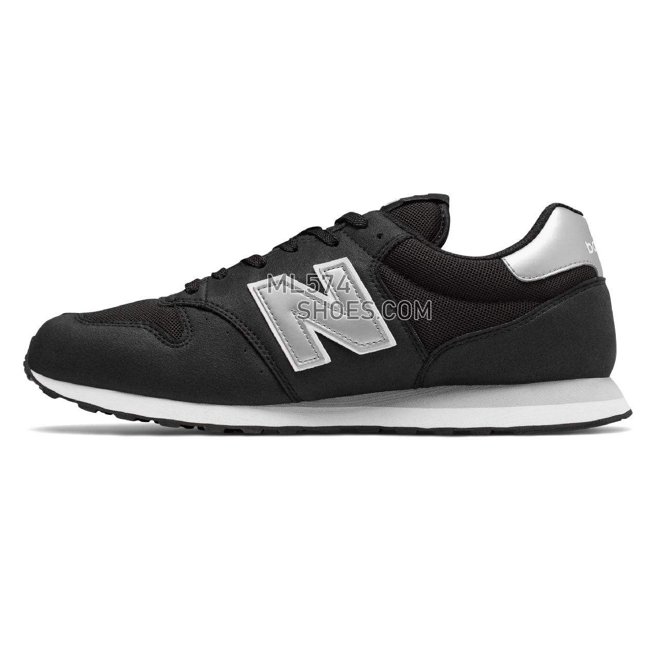 New Balance 500 Classic - Men's Classic Sneakers - Black with Silver and White - GM500KSW