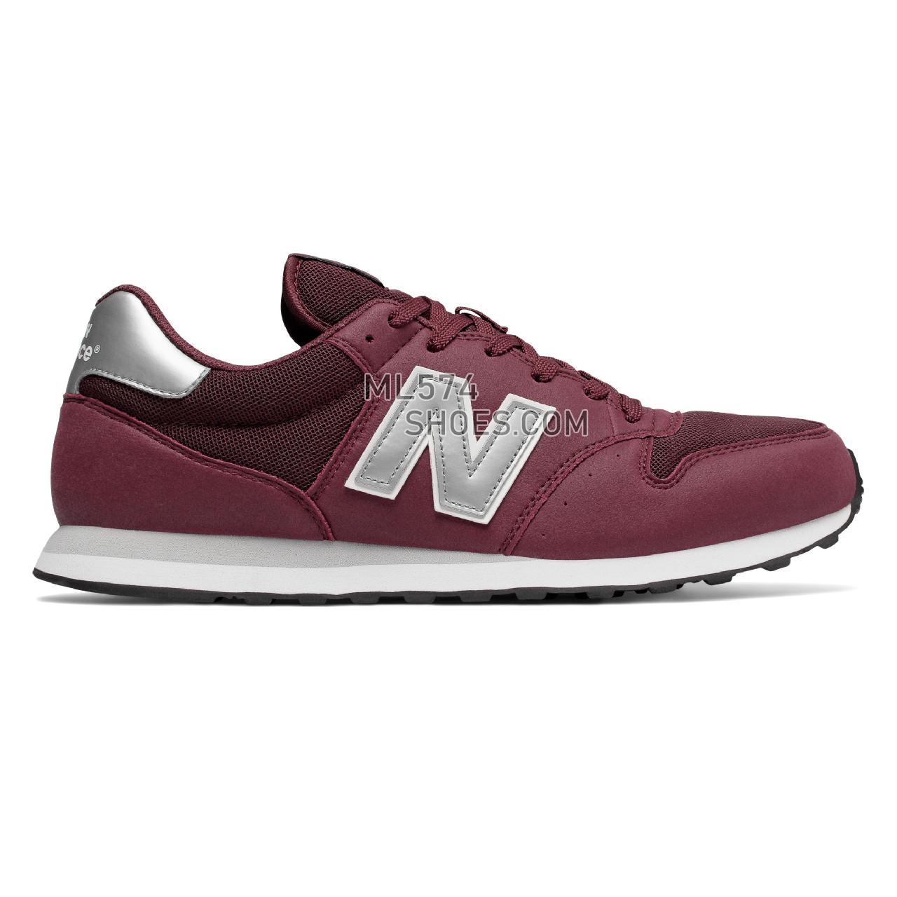 New Balance 500 Classic - Men's Classic Sneakers - Burgundy with Silver and White - GM500BUS