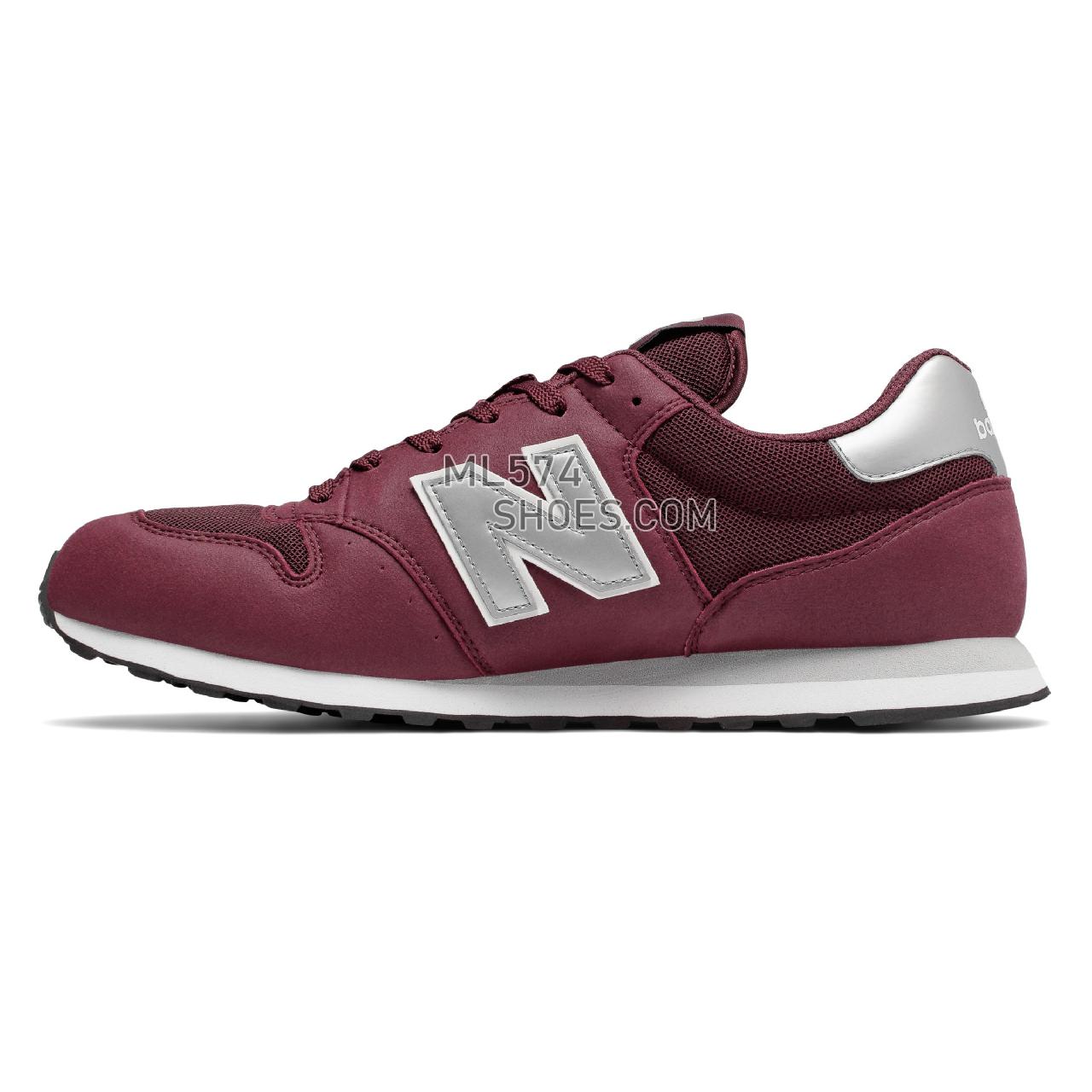 New Balance 500 Classic - Men's Classic Sneakers - Burgundy with Silver and White - GM500BUS