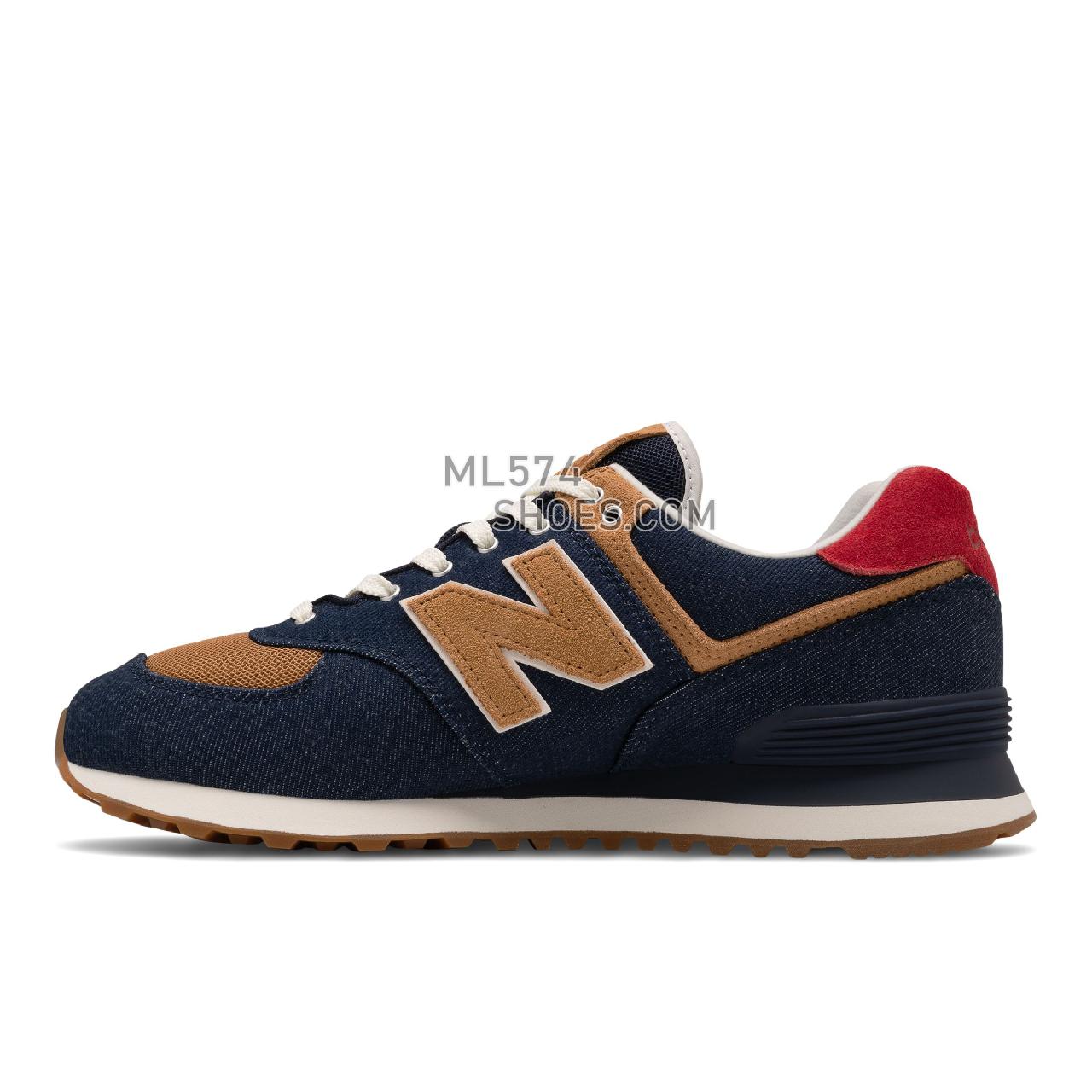 New Balance 574v2 Denim - Men's Classic Sneakers - Pigment with Team Red - ML574DN2