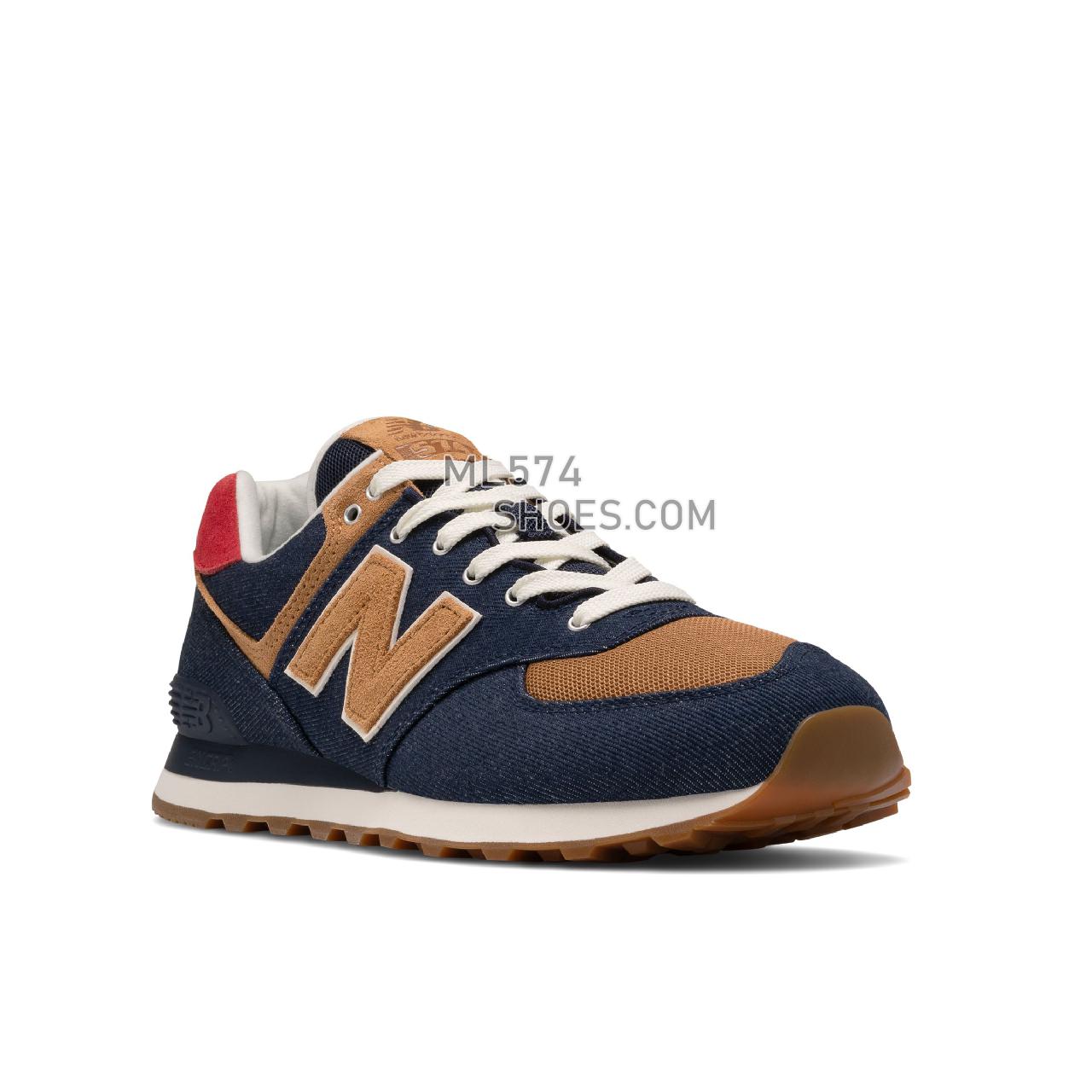 New Balance 574v2 Denim - Men's Classic Sneakers - Pigment with Team Red - ML574DN2