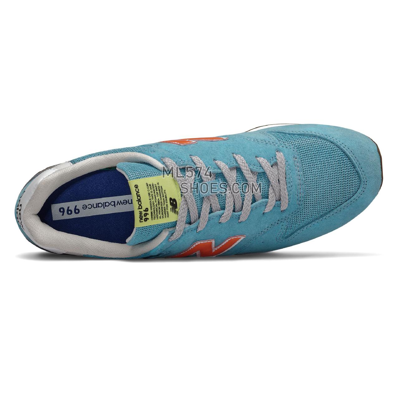 New Balance 996v2 - Men's Classic Sneakers - Wax Blue with Varsity Orange - CM996URB