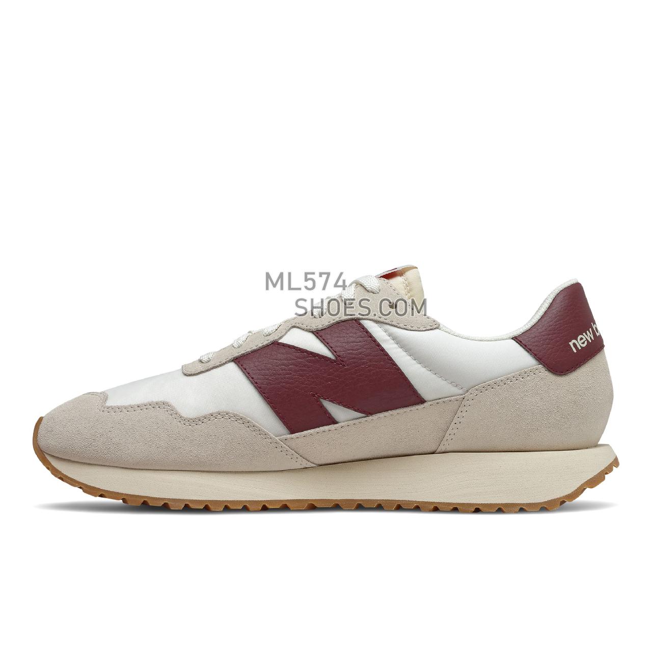 New Balance 237 - Men's Classic Sneakers - Moonbeam with Classic Burgundy - MS237SB