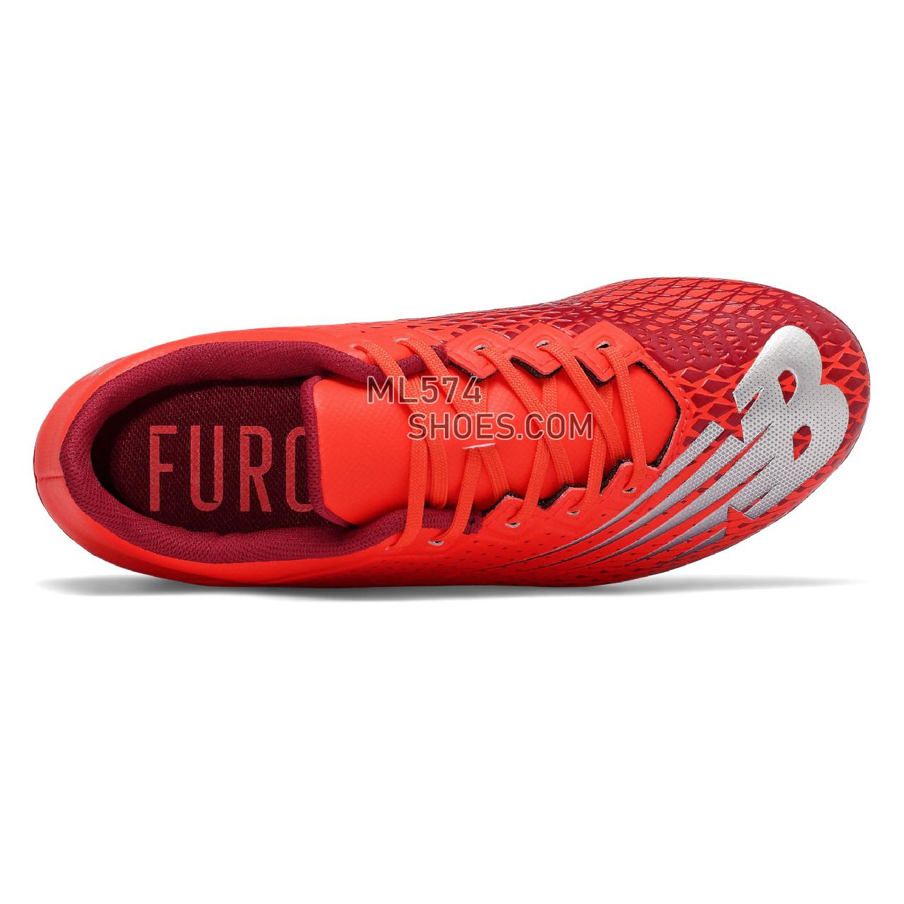 New Balance FURON V6 DISPATCH JNR FG - Unisex Men's Women's Soccer - Neo flame with neo crimson and garnet - JSF3FFC6