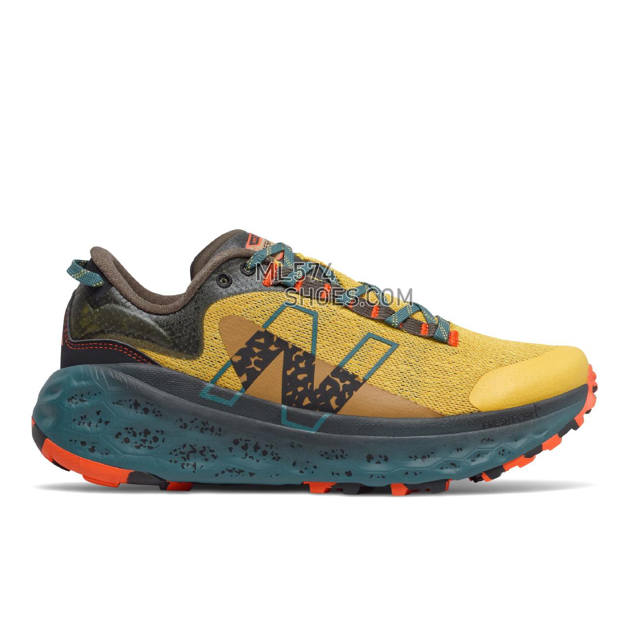 New Balance Fresh Foam X More Trail v2 - Men's Fuelcell Sleek And LightWeight - Harvest Gold with Mountain Teal - MTMORLH2