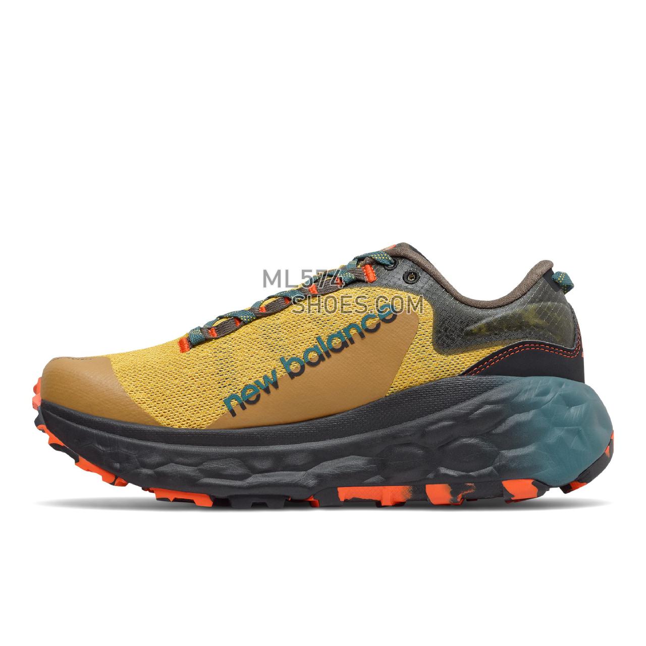 New Balance Fresh Foam X More Trail v2 - Men's Fuelcell Sleek And LightWeight - Harvest Gold with Mountain Teal - MTMORLH2