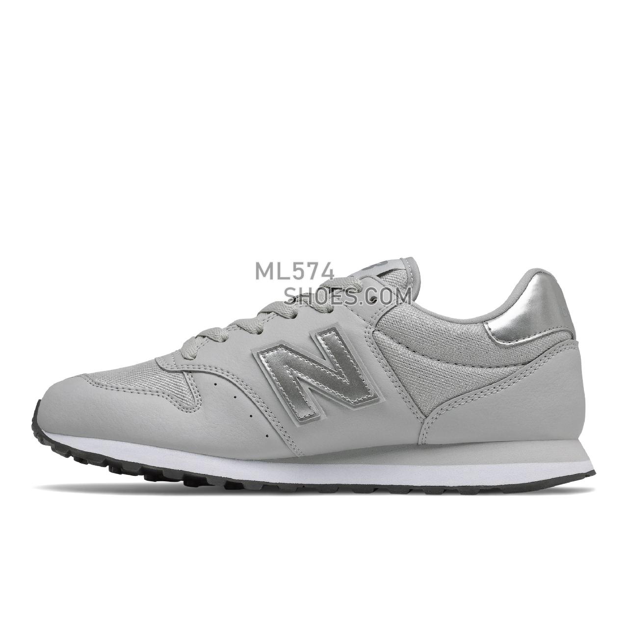 New Balance 500 Classic - Women's Classic Sneakers - Light Aluminum with Silver Metallic - GW500MN1