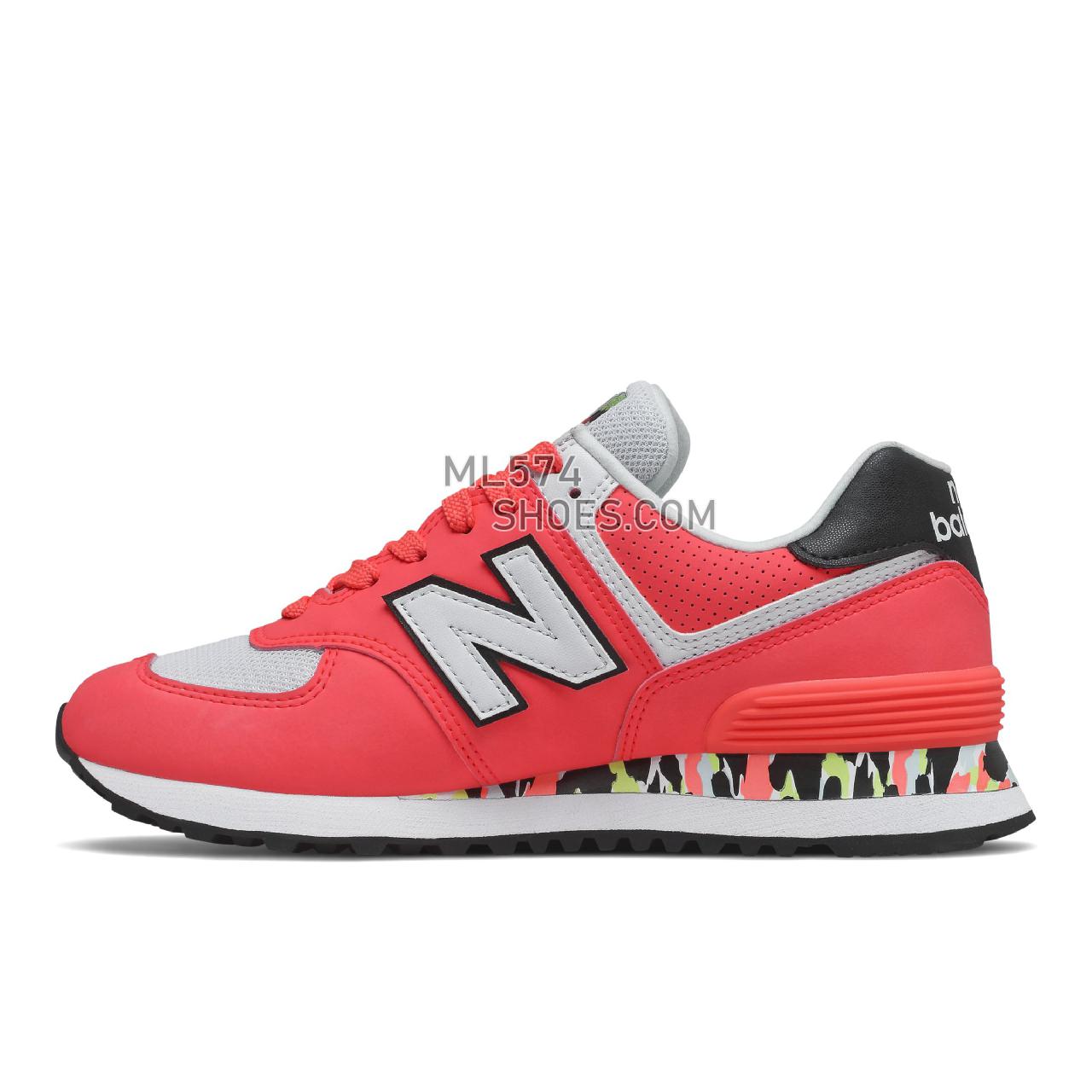 New Balance 574 - Women's Classic Sneakers - Vivid Coral with White - WL574CU2