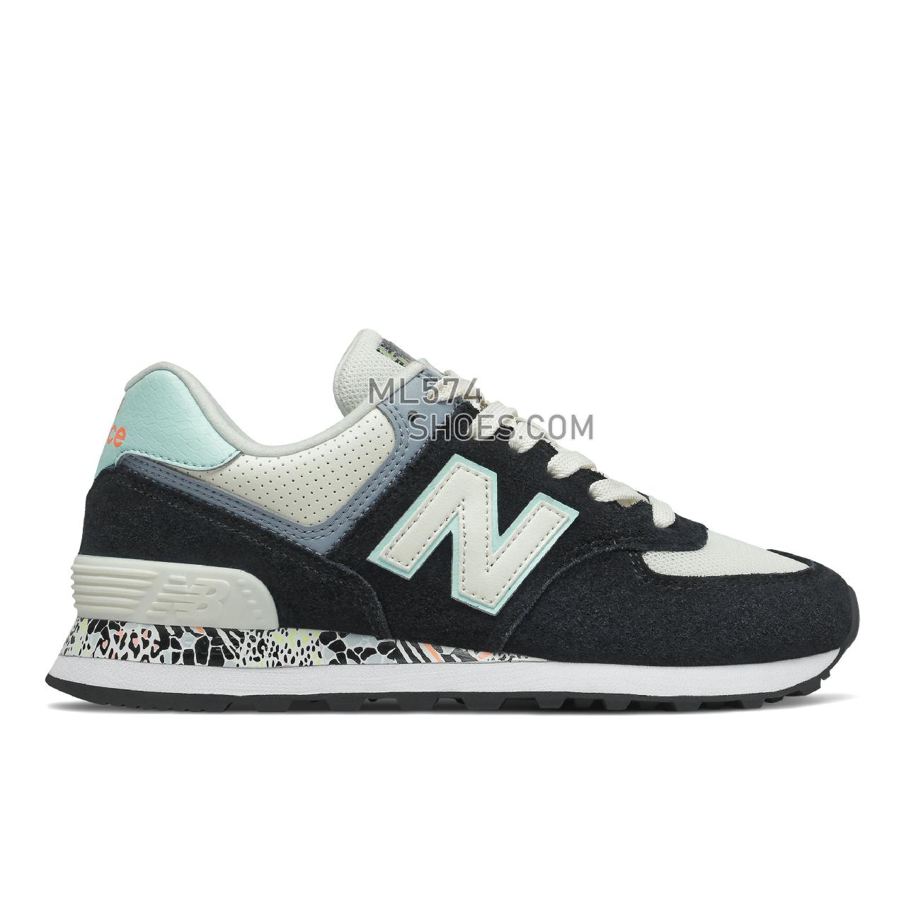 New Balance 574 - Women's Classic Sneakers - Black with White Mint - WL574CA2