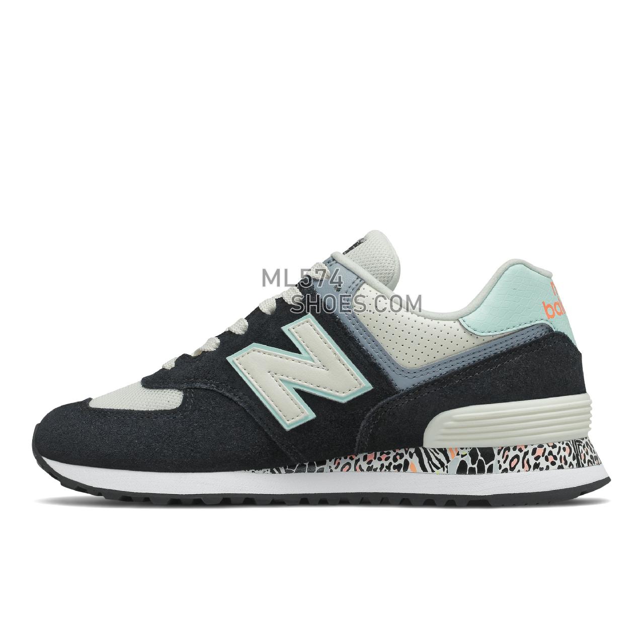 New Balance 574 - Women's Classic Sneakers - Black with White Mint - WL574CA2