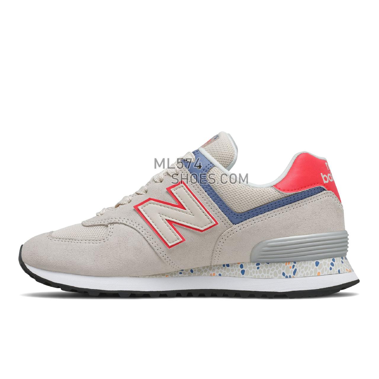 New Balance 574 - Women's Classic Sneakers - Raw Silk with Vivid Coral - WL574CL2