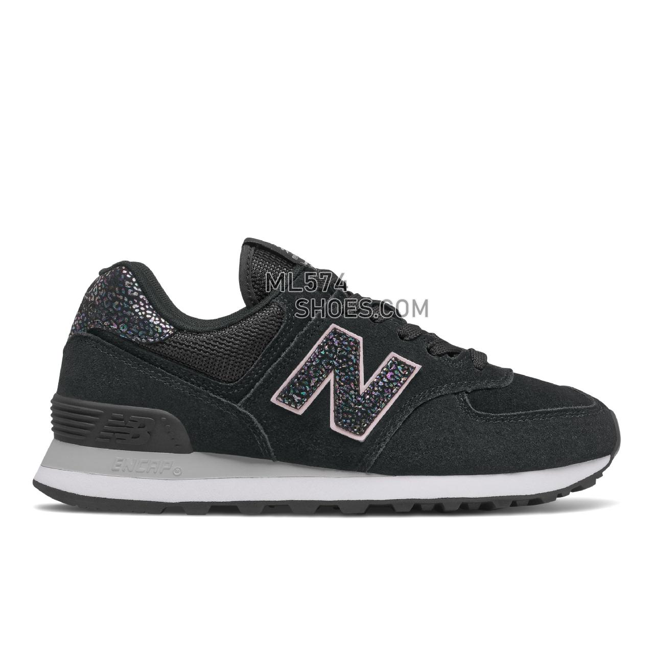New Balance 574 - Women's Classic Sneakers - Black with White - WL574AN2