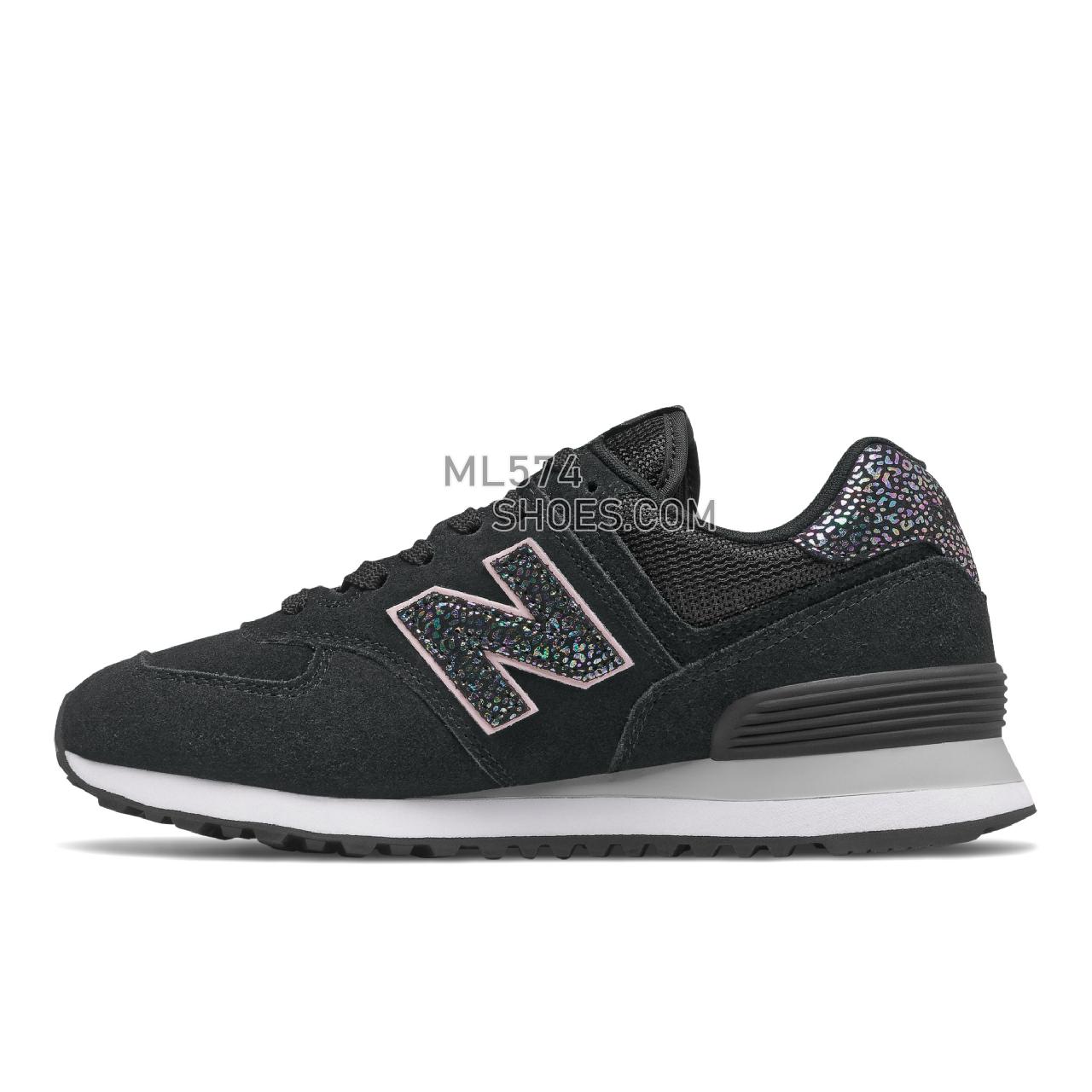 New Balance 574 - Women's Classic Sneakers - Black with White - WL574AN2