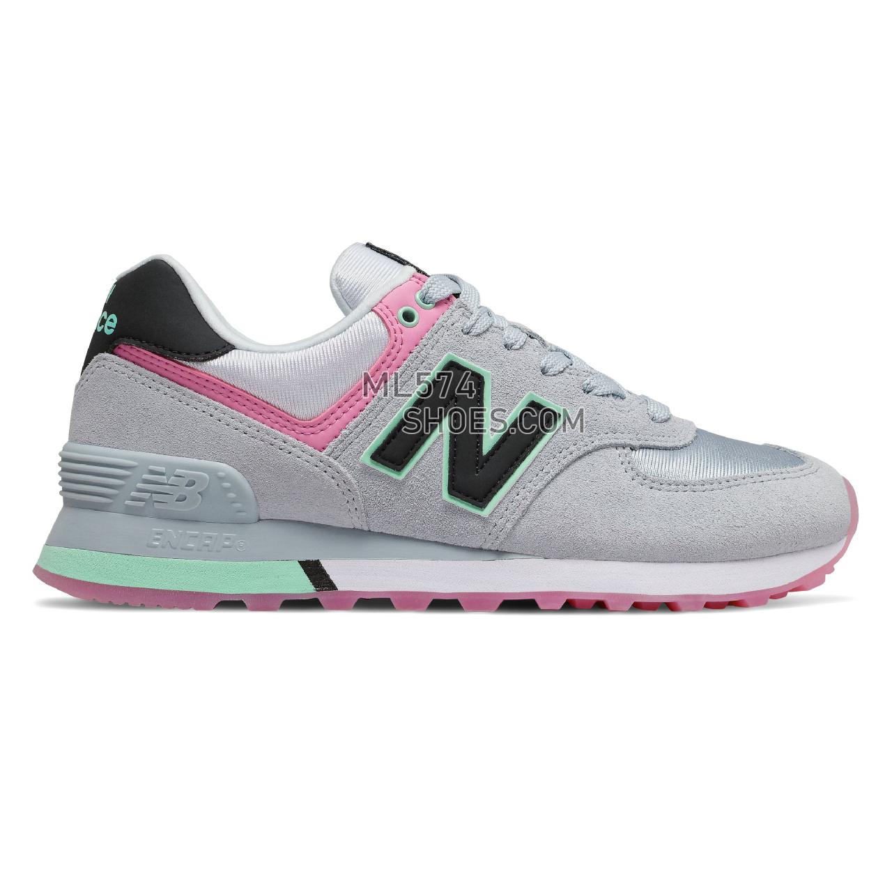 New Balance 574 - Women's Classic Sneakers - Light Cyclone with Candy Pink - WL574SAT