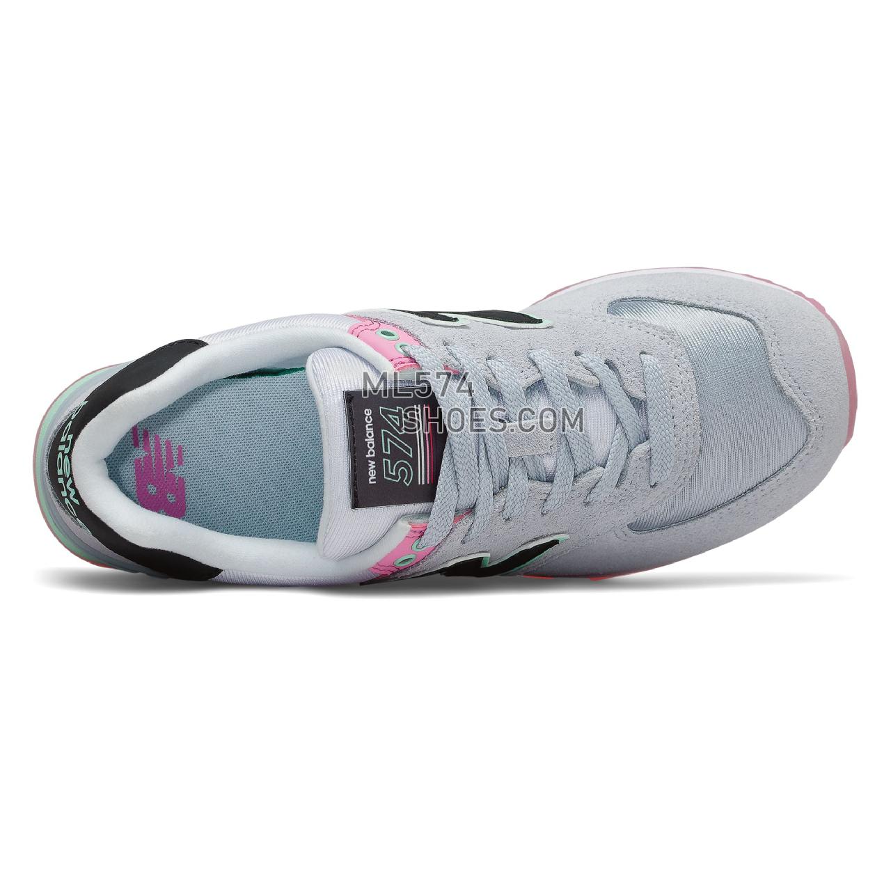 New Balance 574 - Women's Classic Sneakers - Light Cyclone with Candy Pink - WL574SAT