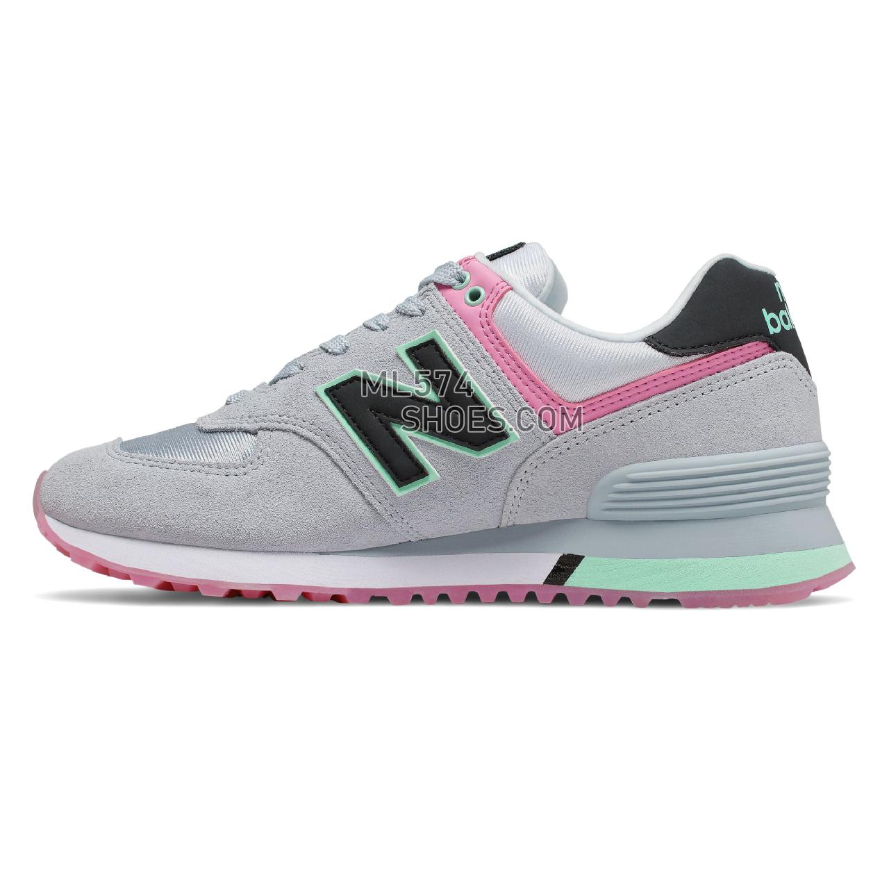 New Balance 574 - Women's Classic Sneakers - Light Cyclone with Candy Pink - WL574SAT