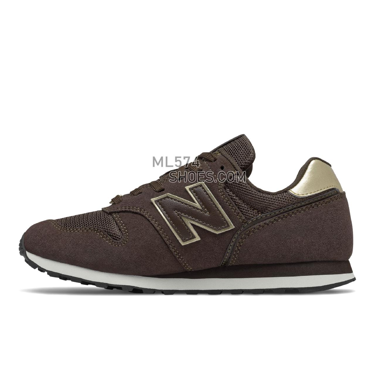 New Balance 373V2 - Women's Classic Sneakers - Black Coffee with Gold Metallic - WL373MM2