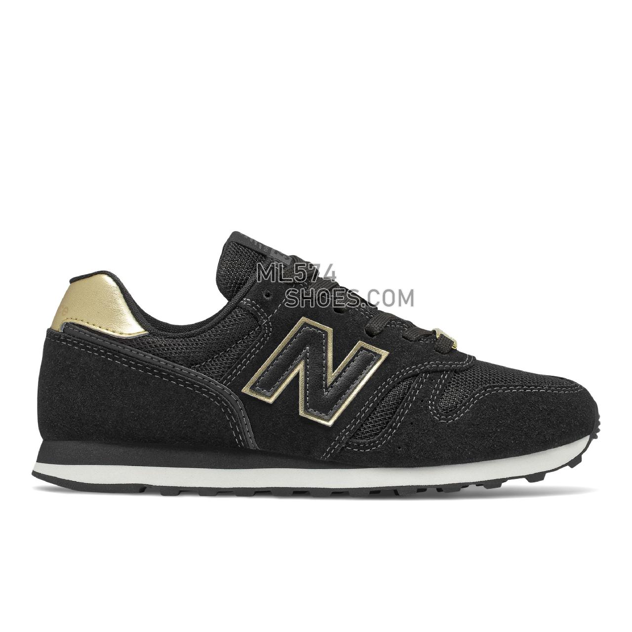 New Balance 373V2 - Women's Classic Sneakers - Black with Gold Metallic - WL373ME2
