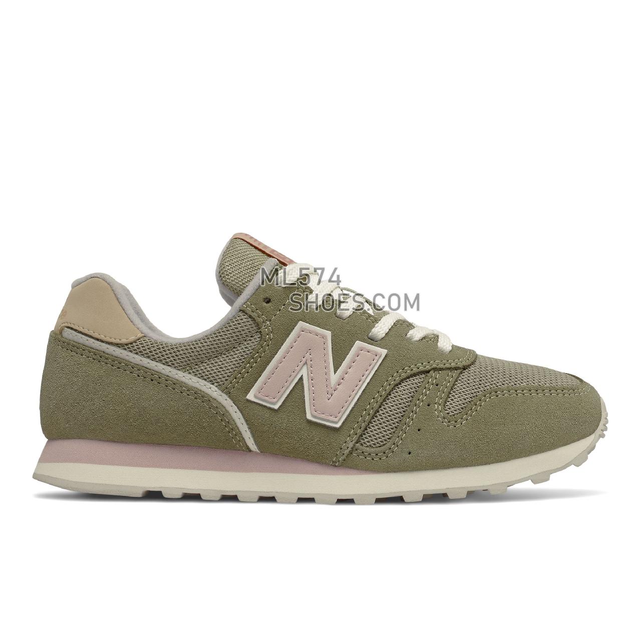 New Balance 373V2 - Women's Classic Sneakers - Covert Green with Space Pink - WL373ES2