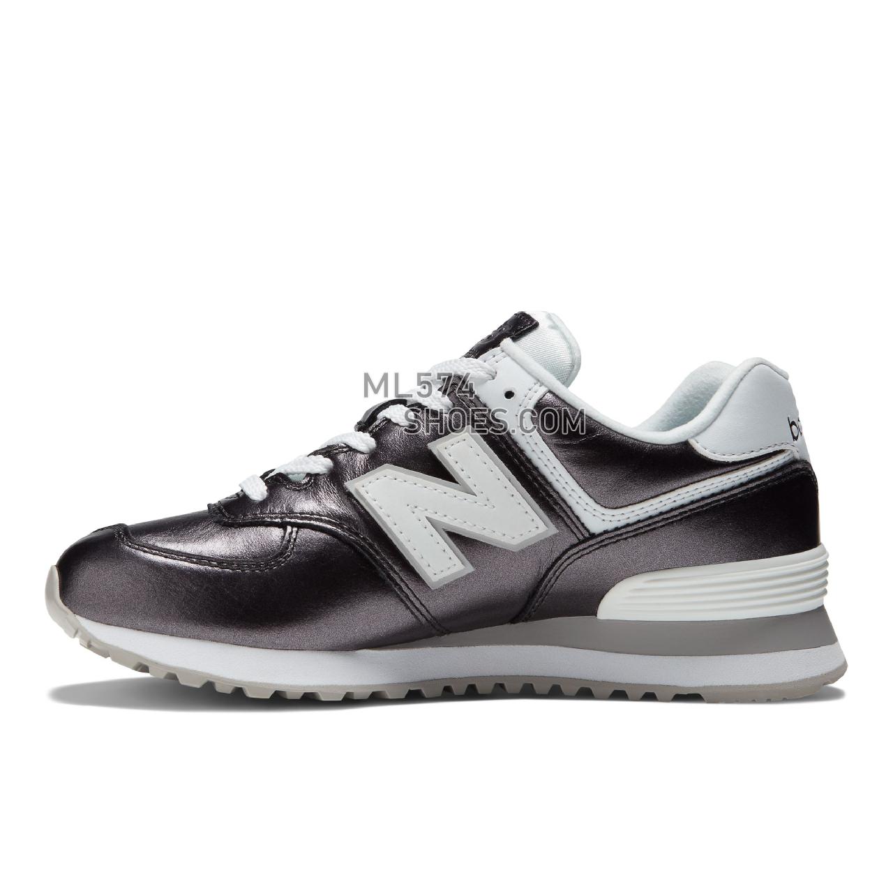 New Balance 574v2 - Women's Classic Sneakers - Black Metallic with White - WL574LD2