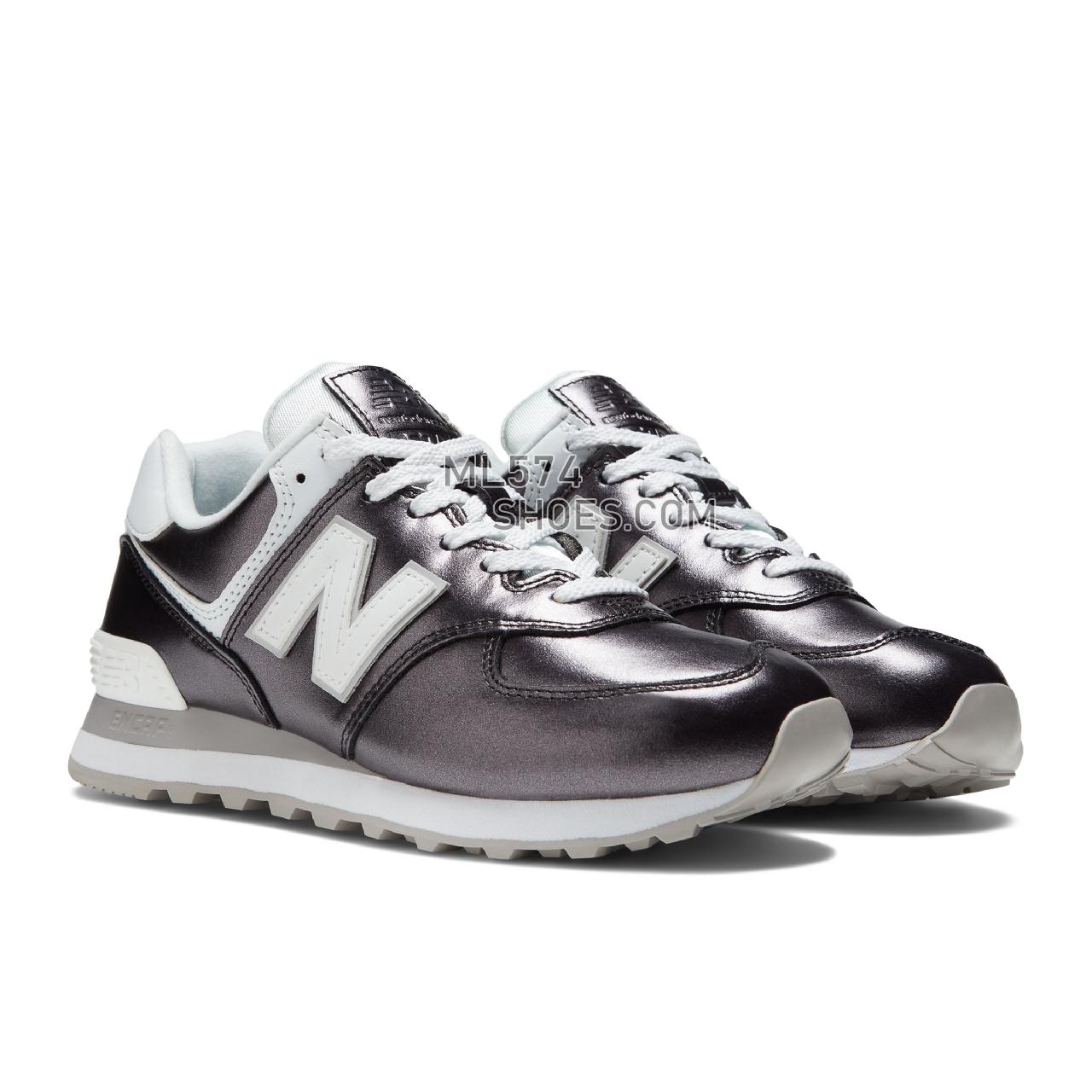 New Balance 574v2 - Women's Classic Sneakers - Black Metallic with White - WL574LD2