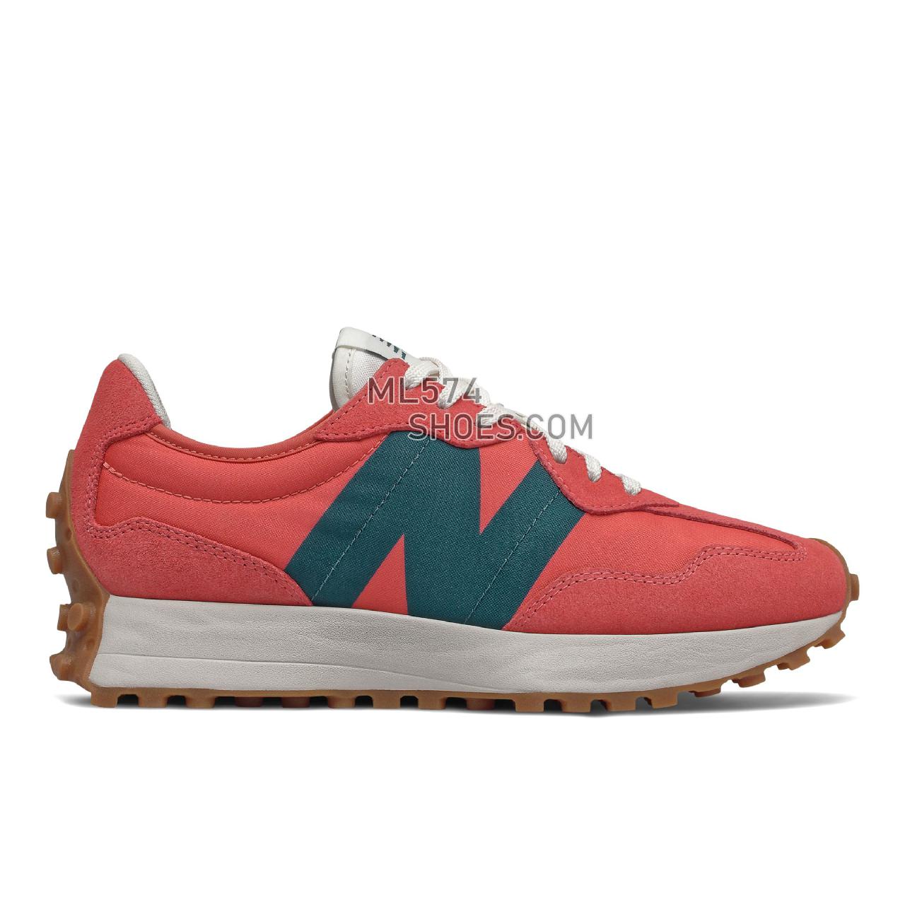 New Balance 327 - Women's Classic Sneakers - Mars Red with Mountain Teal - WS327HL1