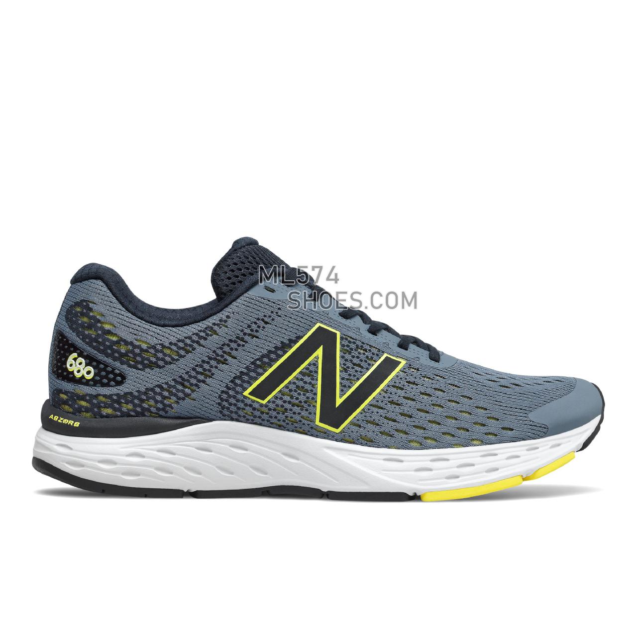 New Balance 680v6 - Men's Classic Sneakers - Grey with Black and Lemon Slush - M680RG6