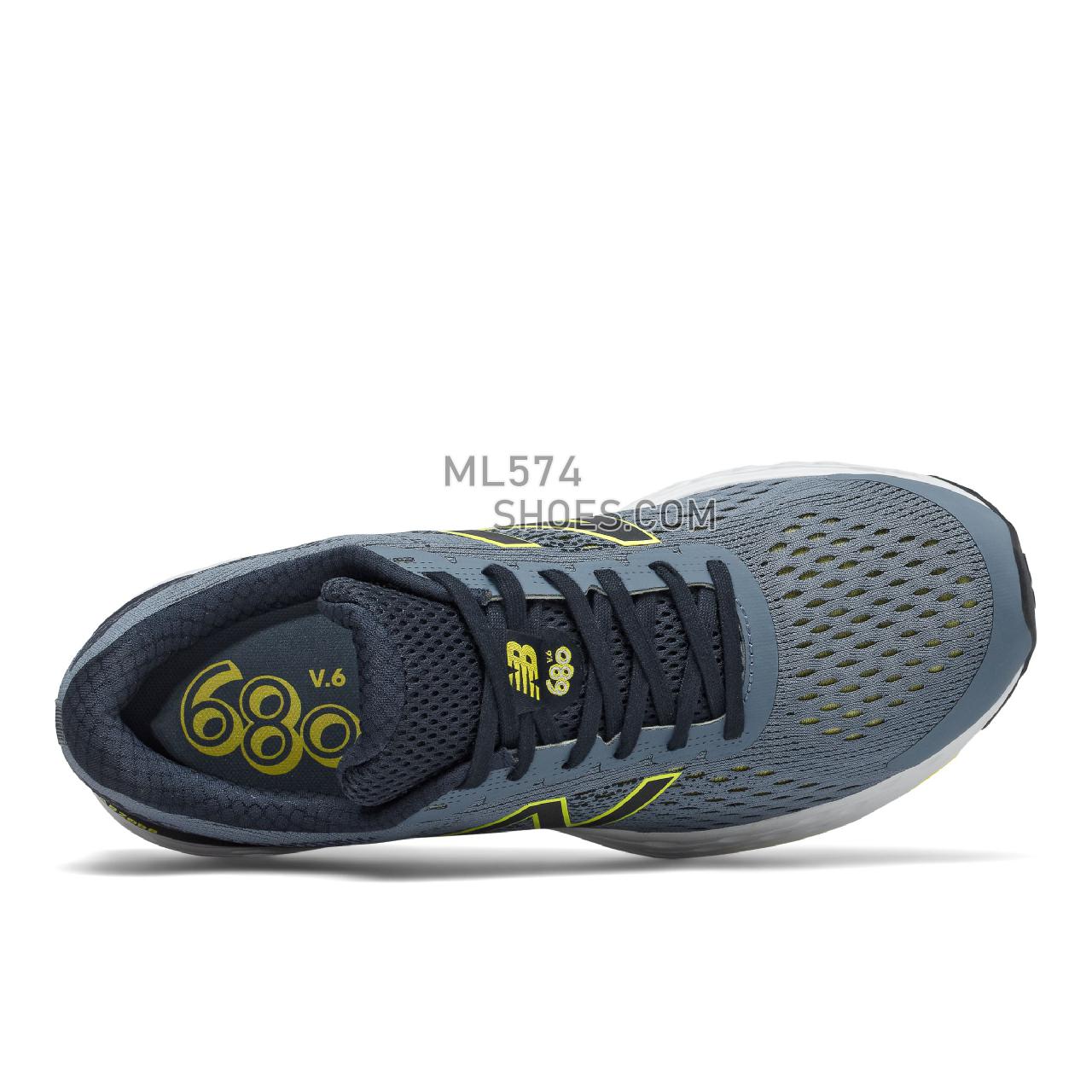 New Balance 680v6 - Men's Classic Sneakers - Grey with Black and Lemon Slush - M680RG6