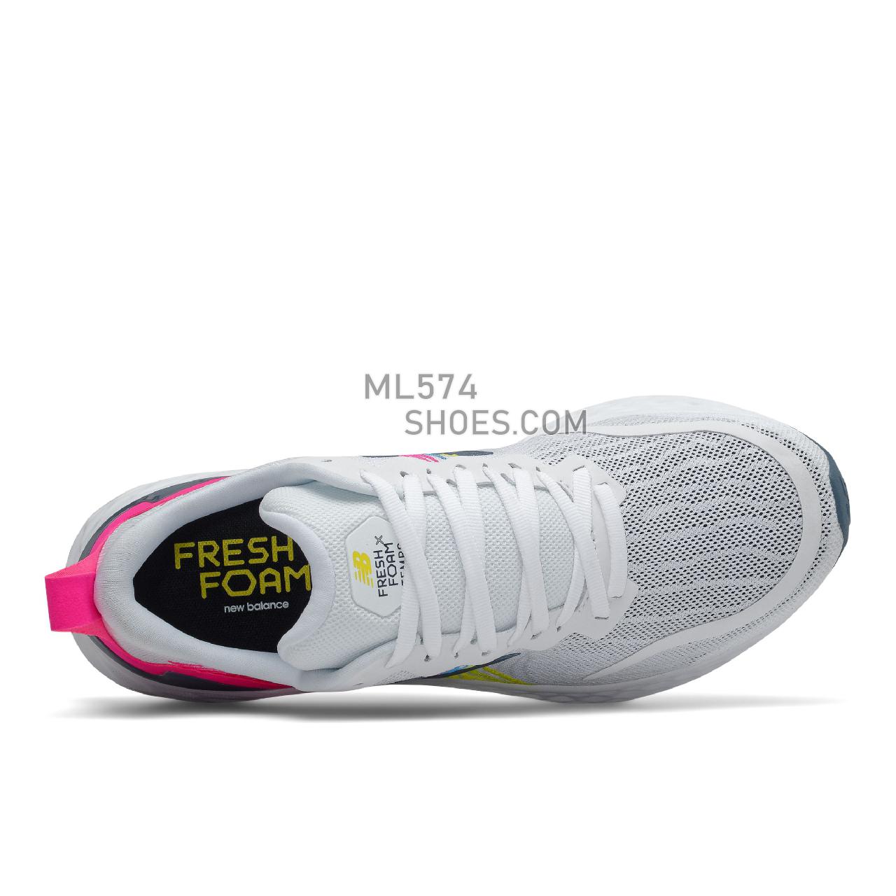 New Balance Fresh Foam Tempo - Men's Classic Sneakers - White with helium and sulphur yellow - MTMPOWM