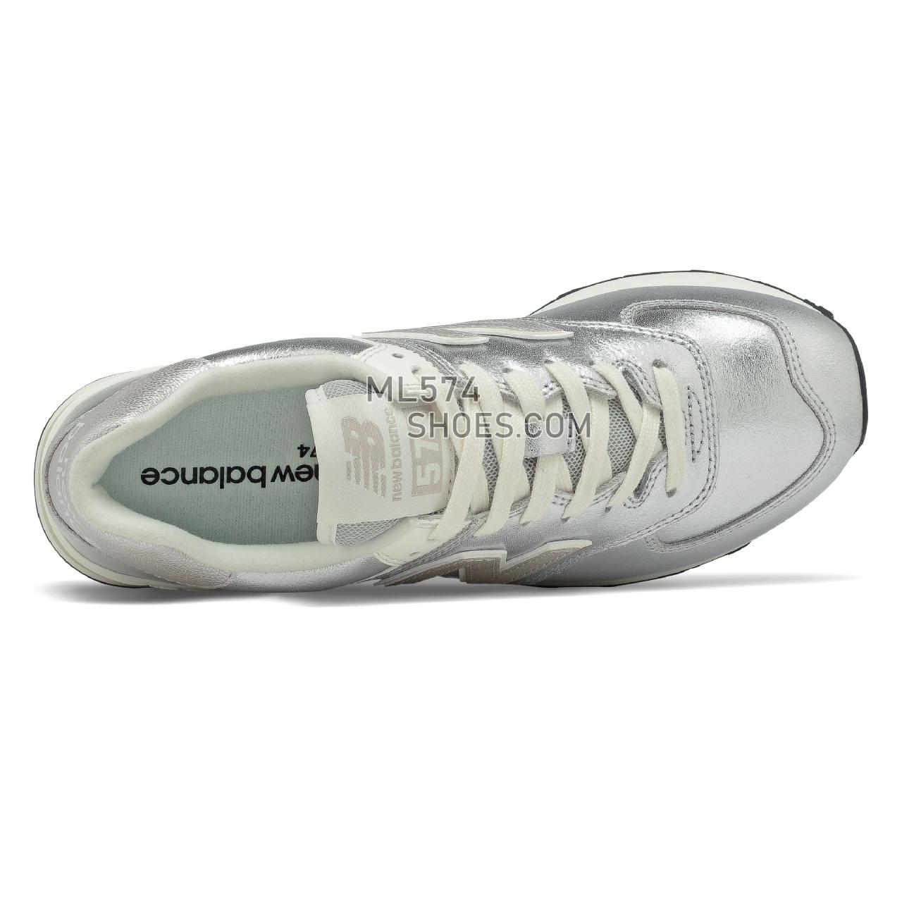 New Balance 574 - Women's Classic Sneakers - Light Silver with Sea Salt - WL574PR2