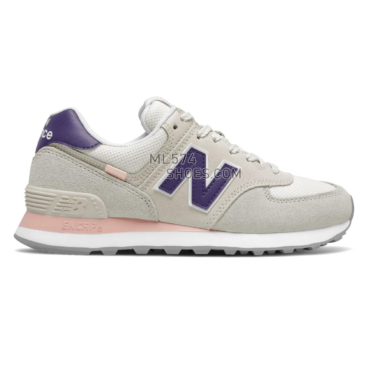 New Balance 574 - Women's Classic Sneakers - Timberwolf with Virtual Violet - WL574SM2
