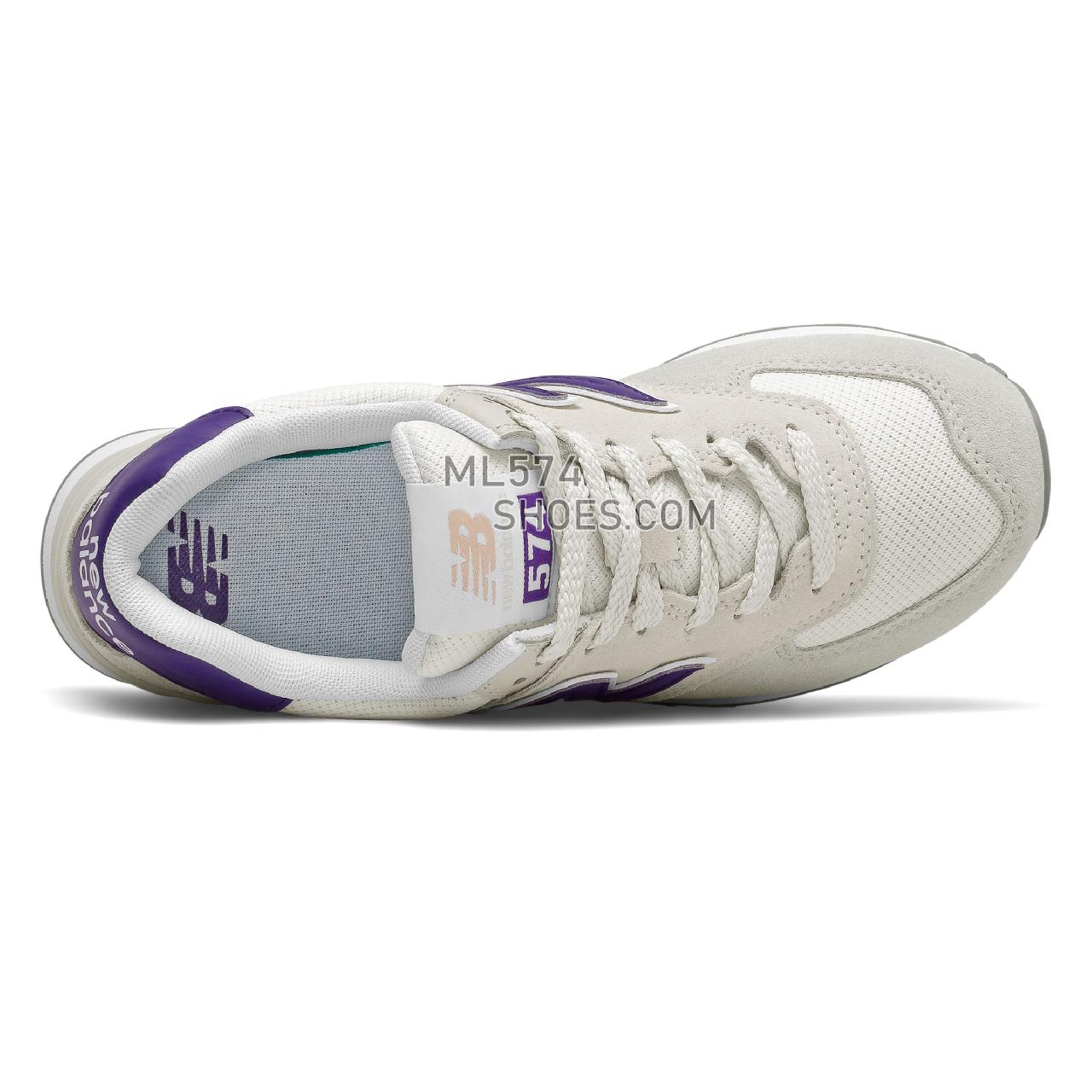 New Balance 574 - Women's Classic Sneakers - Timberwolf with Virtual Violet - WL574SM2